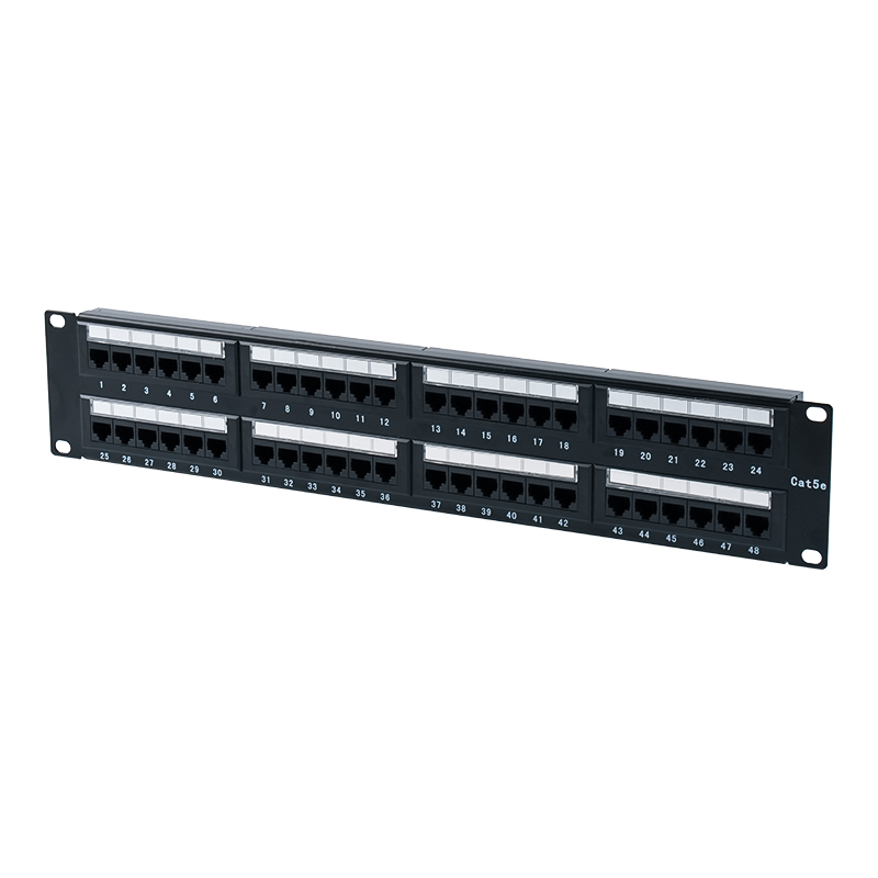 Cat5e 19-inčni 2U neoklopljeni patch panel s 48 priključaka (dvonamjenski IDC; s plastičnim kartonskim umetkom) SP-3204D48-C5E Cat5e 19-inčni 2U neoklopljeni patch panel s 48 priključaka (dvonamjenski IDC; s plastičnim kartonskim umetkom) SP-3204D48-C5E