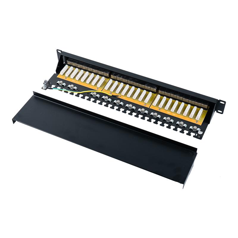 Kategorija 6 19-inčni 1U zaštićeni 24-portni patch panel SP-3217SK24-C6A Kategorija 6 19-inčni 1U zaštićeni 24-portni patch panel SP-3217SK24-C6A