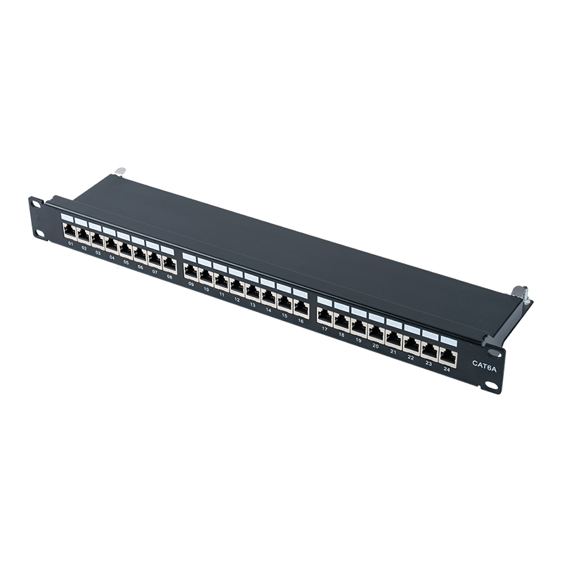 Kategorija 6 19-inčni 1U zaštićeni 24-portni patch panel SP-3217SK24-C6A