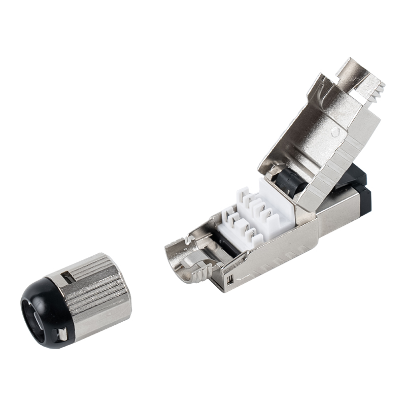 Cat7 oklopljeni RJ45 konektor bez alata (s crnom plastičnom opružnom kopčom) RJ-G60S-1-C7 Cat7 oklopljeni RJ45 konektor bez alata (s crnom plastičnom opružnom kopčom) RJ-G60S-1-C7