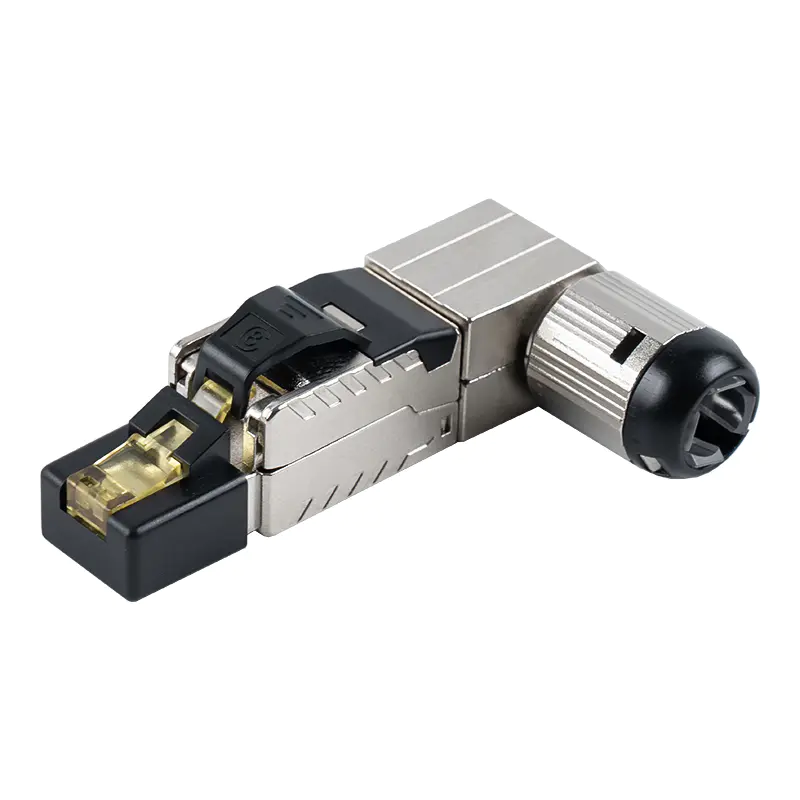 Cat7 oklopljeni RJ45 konektor bez alata (kut od 90 stupnjeva na kraju) RJ-G90S-1-C7