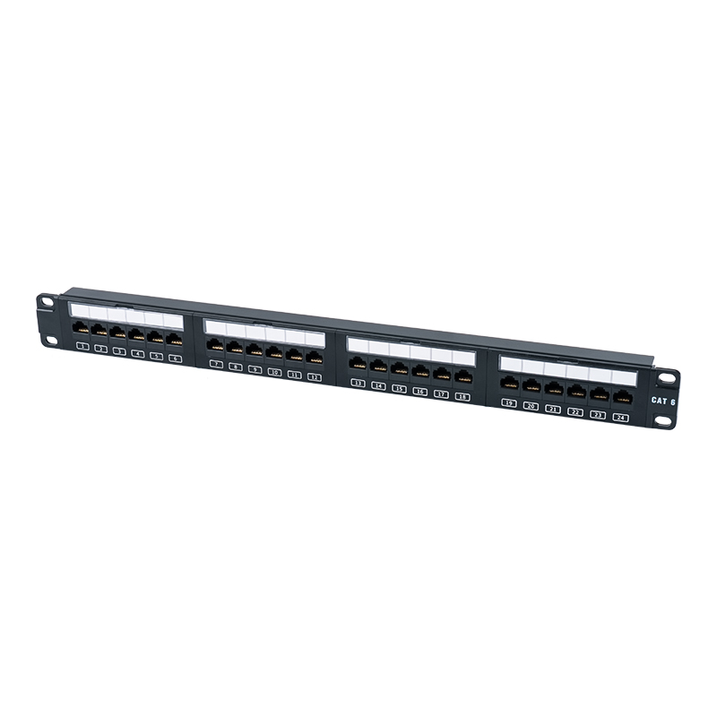 C6 19-inčni 1U neoklopljeni patch panel s 24 priključka (plastični prozor s preklopnim vrhom) SP-3411D24-C6